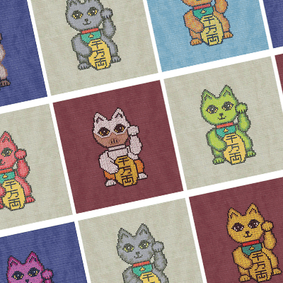 13 lucky cats aka maneki neko counted crossstitch patterns