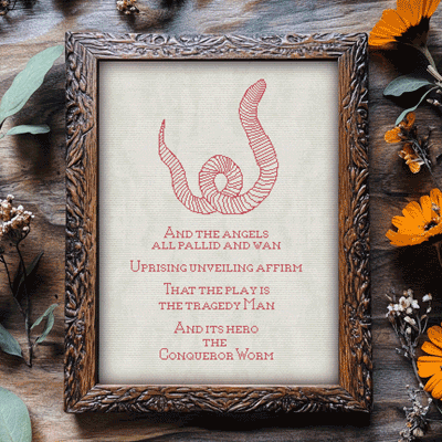 conqueror worm excerpt by poe image by me earthworm pattern