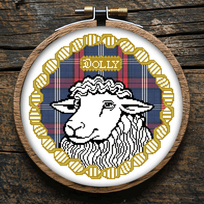 Good Golly Miss Dolly (the cloned sheep) crossstitch pattern