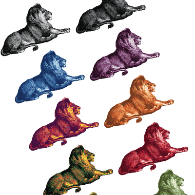 Lion counted crossstitch in 10 color palettes
