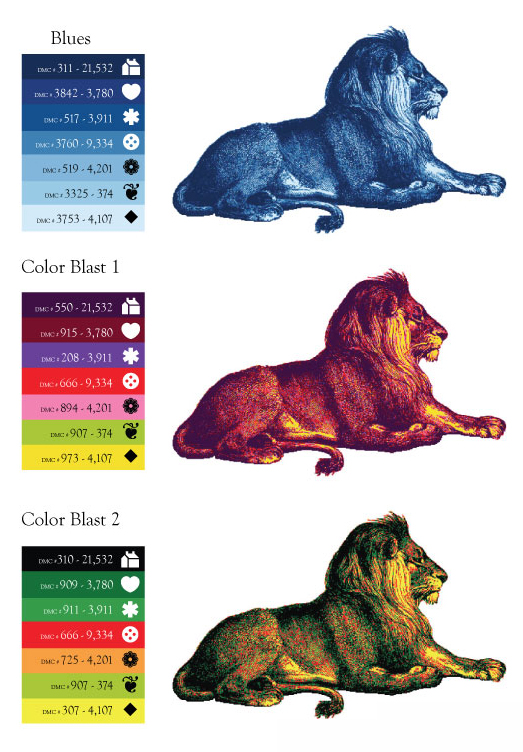 lion in 10 color ways sheet 1