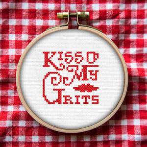 Kiss My Grits small counted crossstitch pattern