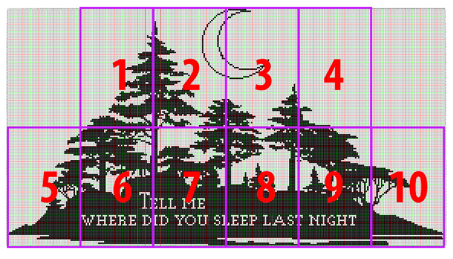 in the pines cross stitch pattern page layout preview
