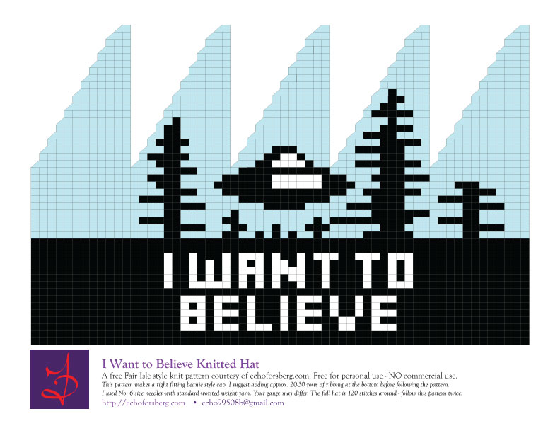 I Want to Believe free knitted hat pattern