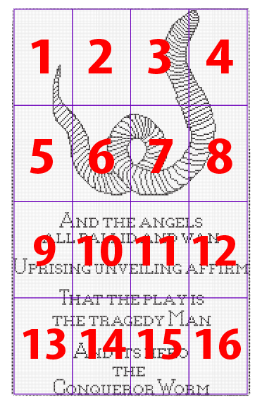 The Conqueror Worm counted cross-stitch pattern page guide